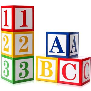 Kolldenn 6 Pcs Abc 123 Party Decorations Trunk or Treat Decoration Abc Alphabet Party Favor Balloon Box Inspire Cartoon Story Decor for School Graduation Birthday Celebration Baby Shower