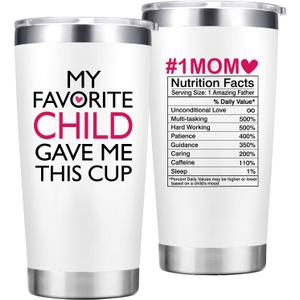 Christmas Gifts for Mom - My Favorite Child Gave Me This Cup - Birthday Gifts for Moms, Mother from Daughter Son - 20 Oz Tumbler White