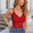 Avidlove Lace Bralette for Women V Neck Camisoles Racerback Adjustable Strap Sexy Crop Tops (Red, S)