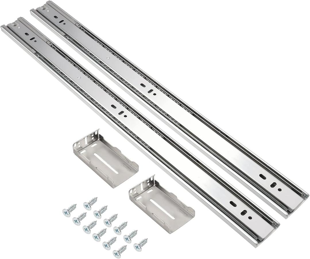 Gobrico 10 Pairs 20-Inch Rear/Side Mount Soft Close Drawer Slides with Brackets, Full Extension 3-Fold Drawer Glides, Ball Bearing Heavy Duty Cabinet Dresser Slides and Glides