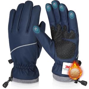 Winter Gloves Waterproof Windproof for Mens Women, Thermal Warm for Cold Weather, Grip Snow for Touch Screen Skiing Cycling Running Driving Snowboarding Fishing Outdoor (X-Large, Blue)