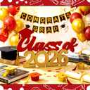 2 x Class of 2026 Sign Graduation Party Decorations 2026 Grad Photo Booth Prop Graduation Table Centerpieces for Senior Night Decor Signs College High School Party Supplies(Red and Gold)