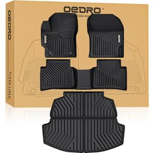 OEDRO Upgraded Floor Mats & Cargo Mat Fit for Toyota Corolla 2026-2020, TPE All-Weather Custom Fit Corolla Car Mats 1st & 2nd Row with Cargo Liner Full Set Automotive Accessories, Black