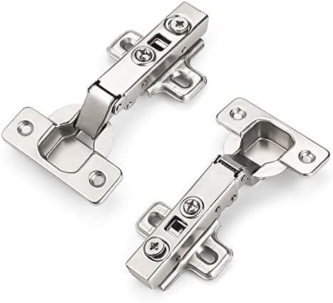 1 Pair (2 Pcs) knobelite 105 Degree Soft Closing Cabinet Hinges,European Full Overlay Concealed Hinge with Mounting Plate 20 pcs