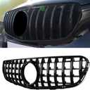 GLC W253 Grill GT GTR Style Front Grille Compatible for (2016-2019) GLC-Class X253/W253 GLC250 GLC300 GLC350 GLC43 AMG, NOT FIT GLC63 GLC63S Gloss Black