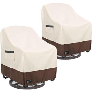 Outdoor Swivel Chair Covers Waterproof 2 Pack, Outdoor Chair Covers Patio Furniture Cover for Deck Patio Swivel Chair Heavy Duty, 28 W x 32 D x 36 H inches Beige and Brown