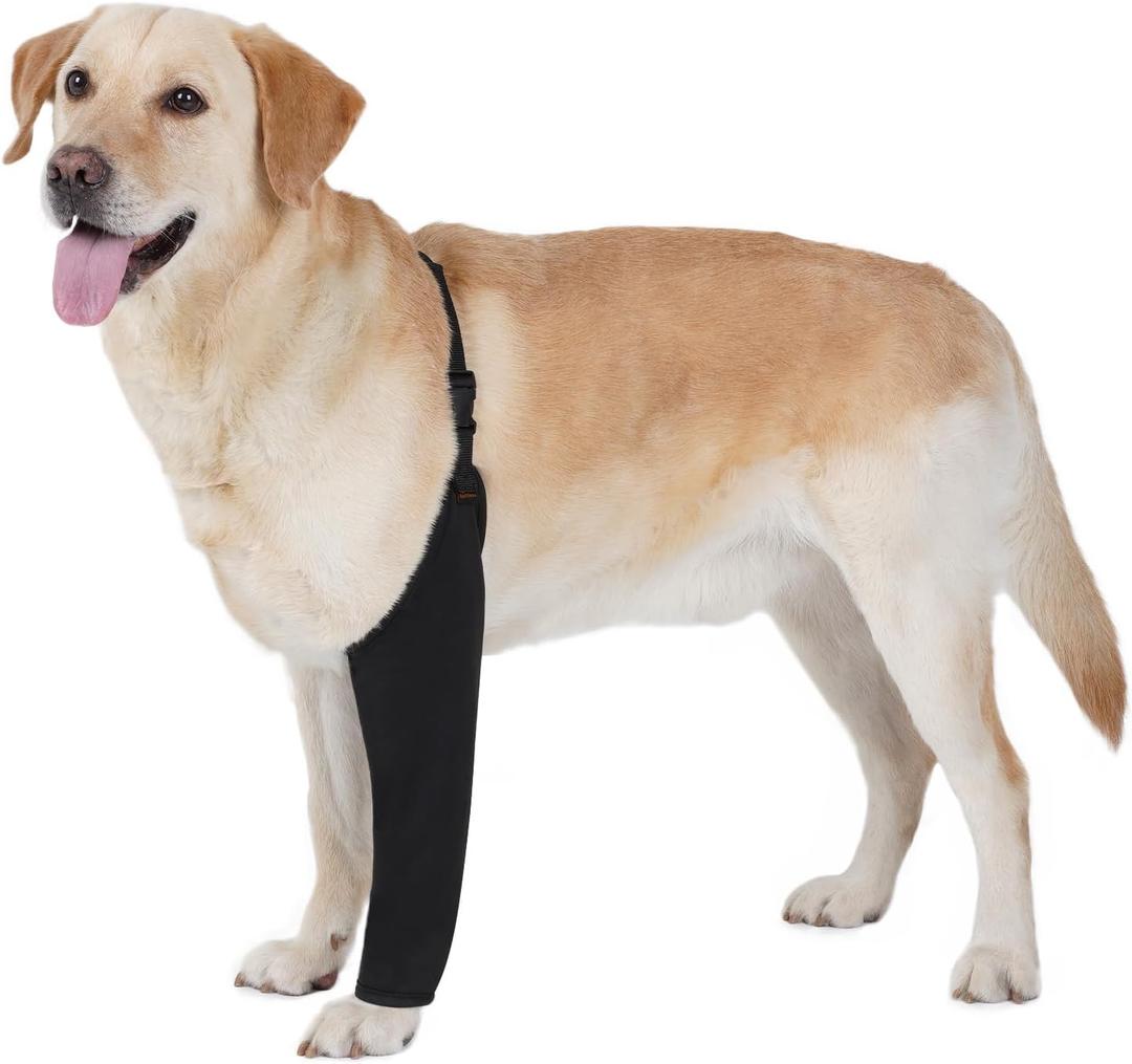 BARKLESS Dog Recovery Suit for Front Leg After Surgery, Breathable Dog Front Leg Sleeve for Male/Female to Stop Licking, Single Sleeve for Left/Right Joint Wound Cover, Cone Alternatives (Black, M) (M(Leg Height 9.5-11.5"))