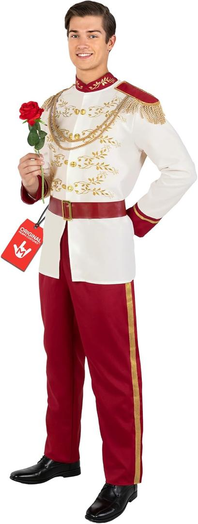 Morph White Prince Costume Men Prince Charming Costume Adult Outfit Men Storybook Halloween Costumes For Mens Royal (Medium)