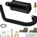 HIAORS Racing Exhaust Pipe Muffler Main Jet Kit for Predator 212cc 196cc 224cc 6.5hp Coleman CT200U BT200X CT200U-EX Mini Bike KT196 Go Kart Baja Warrior MB165 MB200 Performance Parts with Heat Shield (Black)