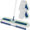 Enspoway 41" Commercial Dust Mop: Large Push Broom Wide Industrial Heavy Duty Hardwood Dry Sweeping Mop with 2 Pads Long Handle for Janitor Indoor Warehouse Gym Cleaning