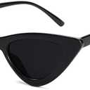 livho Retro Vintage Narrow Cat Eye Sunglasses for Women Clout Goggles Plastic Frame (Black Grey)