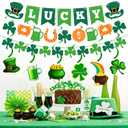 2 x 15Pcs St Patricks Day Decorations St Patricks Day Decor Pre-Assembled Shamrock Lucky Banner Clover Garland Banners Hanging Swirls for Irish Party Supplies Saint Patricks Day Decorations