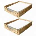 2 Pcs A4 File Tray, Natural Water Hyacinth Desk Basket, Wicker Paper Tray File Basket for Desk Organizer, Woven Letter Size Documents Trays for Office,Toilet Tank Organizer