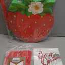 Aoriher Strawberry Piñata Red Strawberry Party Game Set Summer Fruit Piñata Berry Birthday Decoration with Stick and Mask for Summer Fruit Theme Birthday Baby Shower Party Game Supplies Decoration