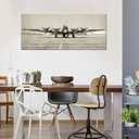 KLVOS Large Airplane Art Wall Decor World War II Era Heavy Bomber Old Photo Picture Print on Canvas Vintage Aircraft Propeller Modern Home Decoration Stretched on Wooden Ready to Hang 20x48inch