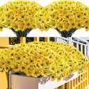 Kinisty 20 Bundles Outdoor Artificial Flowers UV Resistant with Yellow Faux Silk Flowers and No Fade Fake Plastic Plants for Spring Summer Outside Planters Porch Window Box Garden Decor