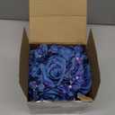 Artificial Rose and Hydrangea Silk Flower Centerpieces Faux Floral Arrangement in Glass Vase for Home Wedding Table Decoration (Navy Blue)