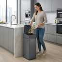 iTouchless 13 Gallon Smart Bin with Odor Filter, 50L Touchless Stainless Steel Kitchen Trash Can, Automatic Motion Lid, Fingerprint-Proof, Hands-Free Pet-Safe Lock & Soft-Close, Modern Gunmetal Gray