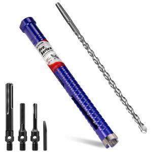1" Pro Dry Core Drill Bit with Pilot Bit & 3 Adapters (SDS Plus/SDS Max/1/2 Hex), Upgraded-Welded Blade Core Bits for Concrete with Rebar, Masonry, Brick, Mortar - 9.5" Depth, 5/8"-11 Thread
