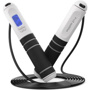 Jump Rope, Adjustable Digital Jump Rope with Calorie Counter, Ball Bearings & Alarm  Ideal for Fitness, CrossFit, Boxing, MMA, Gym  Multifunctional Speed Skipping Rope (Black)