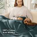 Blunique 100% Cotton Cable Knit Throw Blanket, Lightweight Soft Knit Blanket for Sofa Couch Bed, Breathable All-Season Throw, Cozy Decorative Blanket, 50 x 60 Inch,Teal