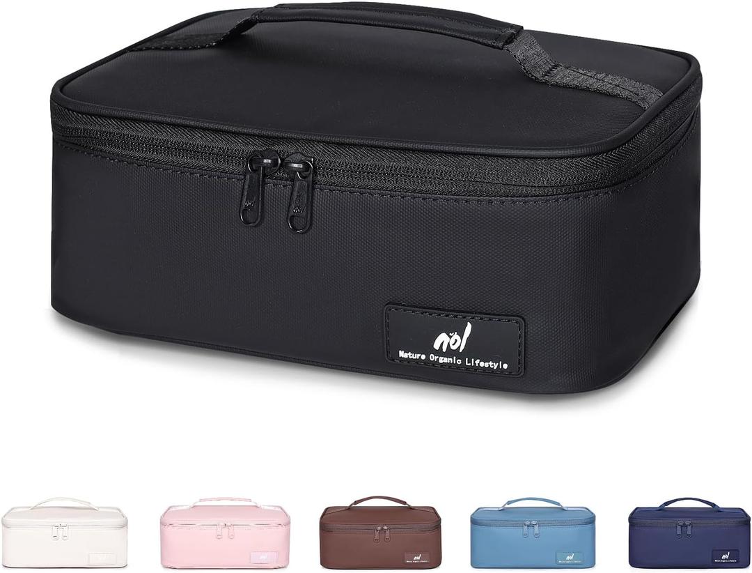 NOL Natural Organic Lifestyle Insulated Lunch Bag for Adults Compact Cooler Lunch Box with Food-Grade Lining, Waterproof Lunch Bag for Work, Travel | Portable Thermal Meal Tote with Handle, Black