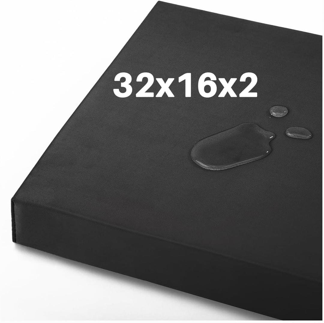 Bench Cushion 32x16x2 inches, Strengthen Waterproof Outdoor Seat Cushions, High-Density Bench Pad, Detachable Cover Cushion for Bench, Outdoor Cushions for Patio Garden Swing Furniture - Black