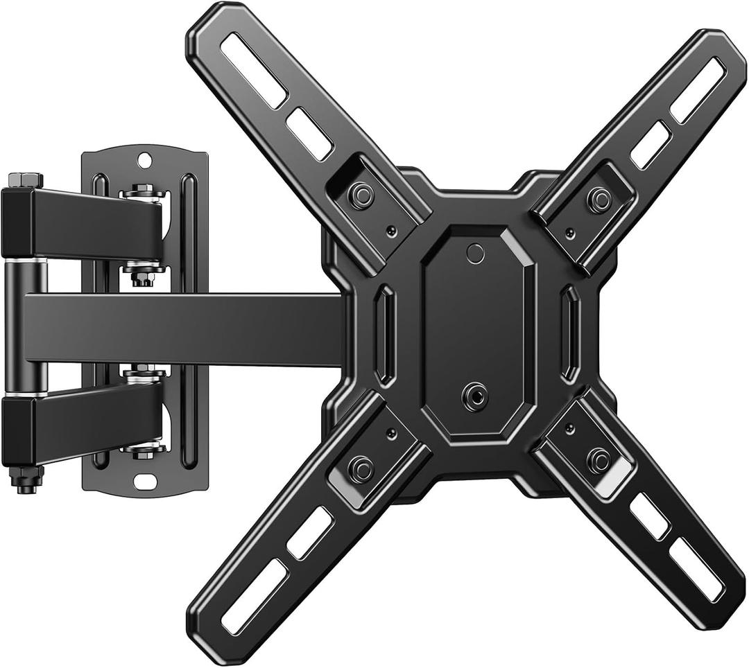 HUANUO Single TV Monitor Wall Mount Bracket for 17 to 34 Inch Screens, Holds up to 44 lbs, Full Motion Wall Mount Monitor with Articulating Arms, Swivel, Rotation, Tilt, Max VESA 200x200