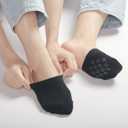 Toes Home Half Toe Socks Womens for Mules, Non Slip No Show 4-8 Pairs (Black)