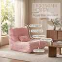 Bean Bag Chair for Adults, Giant Memory Foam Floor Sofa with Lumbar Pillow, Oversized Corduroy Beanbag Couch, Comfy Lounge Chair for Living Room, Bedroom, Apartment, Reading, Gaming, Pink, 39''L x 38''W x 29''H