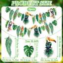 Tropical Banner Hawaiian Garland 2 Pack 6.6FT, Luau Party Decorations, Hawaiian Decorations with Palm Leaves & Parrot Tropical Birds Theme, Waterproof Garland for Summer Beach Pool Party Birthday Outdoor Décor