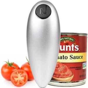 One Touch Electric Can Opener - Automatic Can Openers with Smooth Edge, Free Handheld Electric Can Opener for Kitchen, Seniors (Silver)