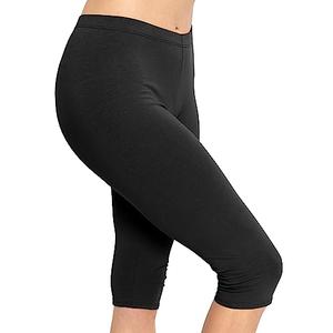 Women's Cotton Knee Length Leggings Black, Small