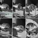 NCK-3.75ZN/S1 Wood Lathe Chuck 3-3/4" Self Centering Chuck Set 1x 8TPI Direct Thread with locking set screws for reverse turning, 5 Sets 4-jaws in Aluminum Case.