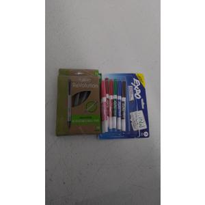 BIC Ecolutions Clic Stic Retractable Ballpoint Pens, Medium Point, Black Ink, 8/Pack (CSEM10-BLK), EXPO Low Odor Dry Erase Markers Fine Tip Assorted Colors 7 Count