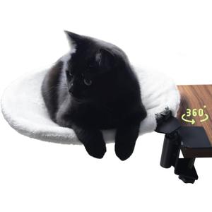 Cat desk bed16 Inch 360 Degree Adjustable cat bed for desk with 42 Pound Load desk cat perch Bearing Capacity, Ultra Soft, Warm, and Removable Washable Fabric - Perfect Companion for Your Cat at Desk