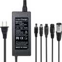 42V 2A Charger 5 Plugs for Scooter 36V Lithium Battery, Pack DC 5.5 * 2.1 with 8mm 3 Prong Connector /12mm 3 Prong Connector /8mm RCA Connector/ 3-Pin Male XLR Connector