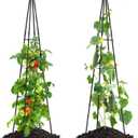 Garden Trellis for Climbing Plants Outdoor, 67" Tall Cucumber Trellis, Obelisk Plant Support for Climbing Vine Vegetable Tomato Peas Bean Trellis, Black, 2 Pack