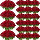 Riceshoot 500 Pcs Artificial Silk Roses Flowers with Long Stem Bridal Wedding Bouquet Realistic Floral Bulks for Garden Home Party Gifts Favor Decoration (Wine Red)