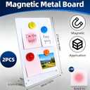 2 Pcs Magnet Board, Magnetic Board, 11"x7.8" Metal Magnetic Bulletin Board, Samll Magnet Display Board with Memo Sheets and Magnets for Home, School, Kitchen, Office(Square, White)