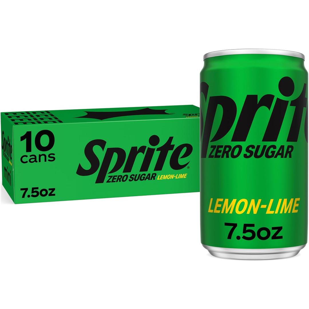 Sprite Zero Sugar Lemon Lime Diet Soda Pop Soft Drinks, 7.5 fl oz, 10 Pack (EXP 02/02/26)