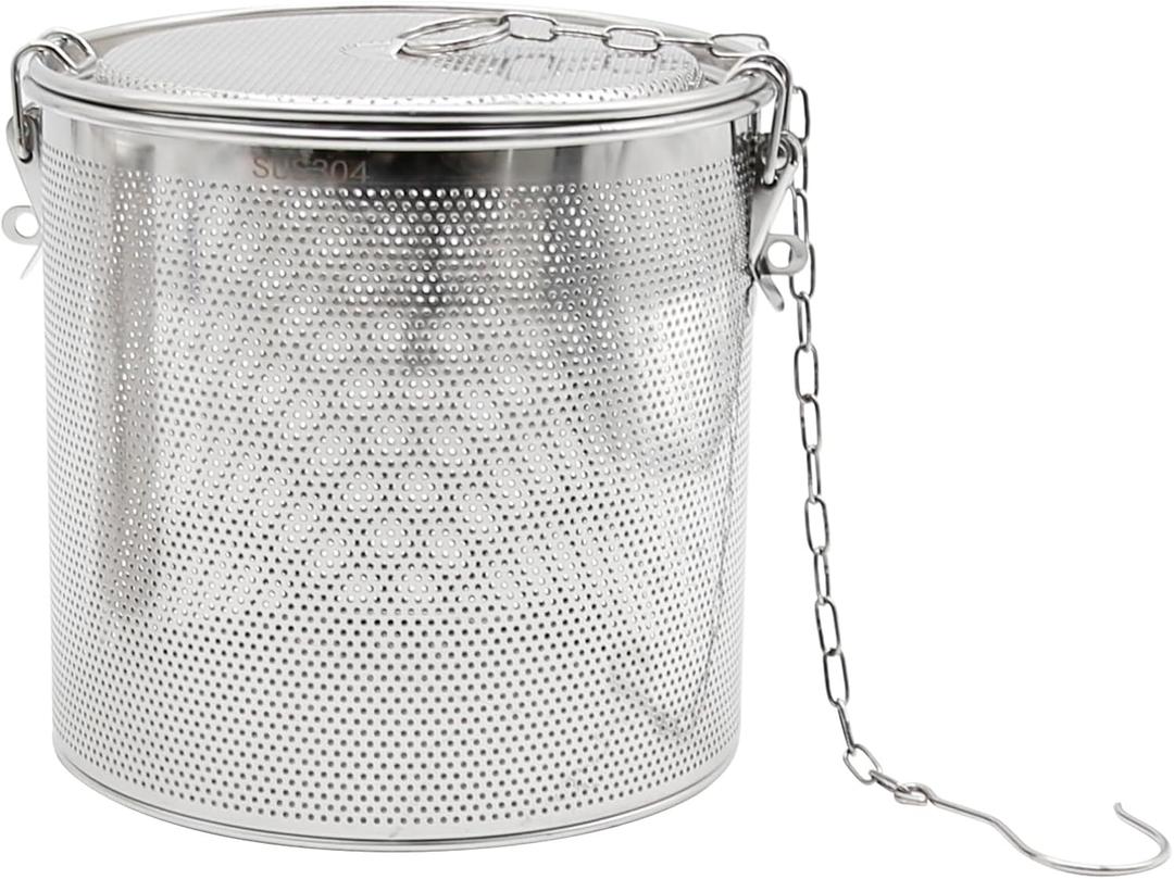 CADUFUELLY 7inch Stainless Steel Seasoning Strainer Tea Ball Filter Soup Seasonings Separation Basket Mesh Stewpot Basket Tea Infuser Tea Sieve for Home, Restaurant, Kitchen, Dining