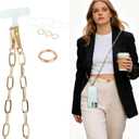 Crossbody Phone Lanyard Chain Shoulder CellPhone Strap Phone Charm Neck Chain iPhone Holder 3 Pad Patche Tether Universal for iPhone 16 Pro Max 15 14 11 Samsung S24 Flip 5 Google Moto Gold