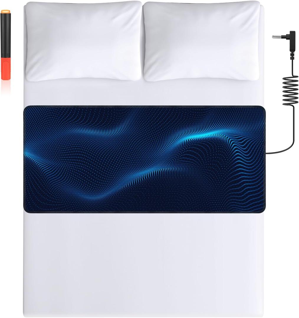 Grounding Mat for Bed Improved Sleep, Reduced Anxiety, Pain, Inflammation, Headache Relief, Balance. Grounded Therapy- (Black, (75.8 * 27.3inch))