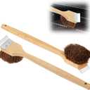 2 Pack Natural Grill Brush Non Metal Bristles with Metal Spatula for Outdoor Grill 20 Inch Long Handle BBQ Cleaning Brush for Outdoor Backyard Grills BBQ Restaurant Safer Scrubber Tools