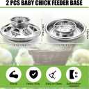 Potchen 2 Pcs Baby Chick Feeder and Waterer Base, Galvanized Steel Feeding Tray with 8 Holes, 1 Quart Compatible with Mason Jars & Standard Jars for Small Birds Chicks(Feeder and Waterer)