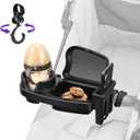 Universal Stroller Snack Tray, 3 in 1 Stroller Cup Holder with Phone Holder and Silicone Flexible Arms Grip, Stroller Tray Attachment Compatible with Uppababy, Baby Jogger, Britax (Snack Tray)