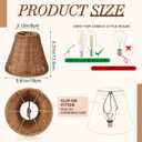 Rattan Lamp Shade Set of 6 Natural Rattan Clip-on Chandelier Lampshade Mini Handmade Woven Vintage Boho Farmhouse Wicker Table Light Cover for Candle Bulb(3.15" Top x 6" Bottom x 5.3" Height)
