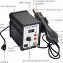 858D 110V Solder Station, Digital Display SMD Hot Air Rework Station Solder Iron Kit Heat Gun, Tweezers, Desoldering Pump