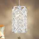 Modern Chrome Crystal Pendant Light Fixture Adjustable Mini Chandelier Hanging Light for Kitchen Island, Dining Room, Bedroom, Hallway, or Foyer